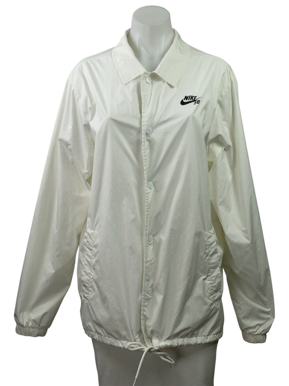 Nike SB Shield Coaches Women White Snap Button Long Sleeve Windbreaketr Jacket S